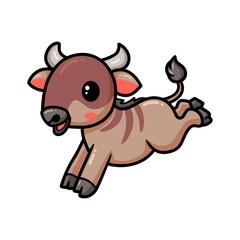 Cute little wildebeest cartoon jumping