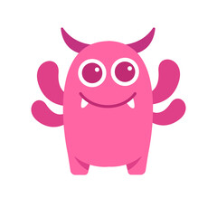 Happy cool cartoon fat monster. vector monster character icon illustration.