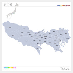 東京都の地図・Tokyo・市区町村名