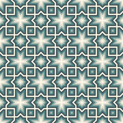 Seamless arabic ornament. Moroccan stars and crosses motif. Arabesque traditional pattern with mosaic tile.