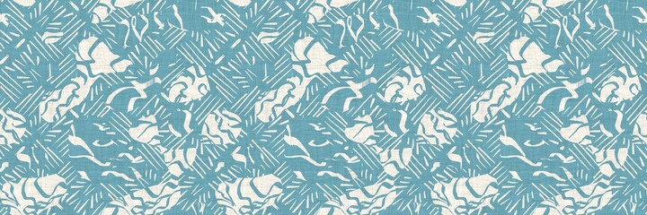 Seamless two tone hand drawn brushed effect pattern border swatch. High quality illustration. Collage of minimal drawings arranged in a seamless pattern with fabric texture overlay. Rough scribble.