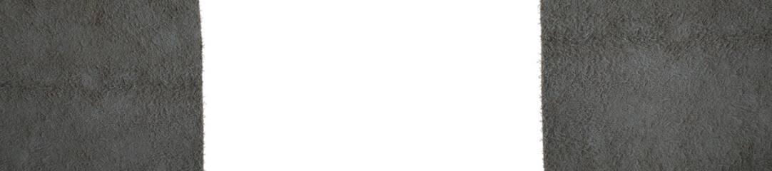 Leather banner. Leather production.Genuine leather pieces in gray tones isolated on white background. material. piece of genuine leather on white background