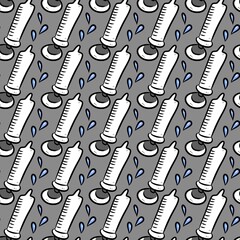 seamless pattern of syringe cartoon