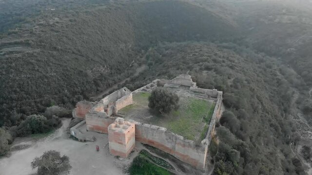 Medieval Ruins of the Castle of Paderne Fortification in Portugal - Aerial