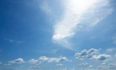 Blue sky background and white clouds soft focus