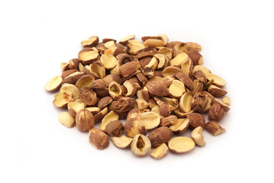 Nelumbo nucifera Gaertner seeds ,  Pile of dried lotus seeds isolated on white background