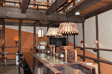 Pub constructed in a typical old Japanese store house in Takayama city, Gifu, Japan