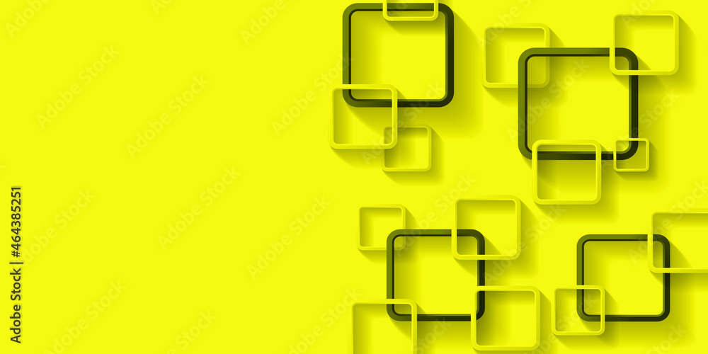 Poster 3d rendering squares on yellow abstract background