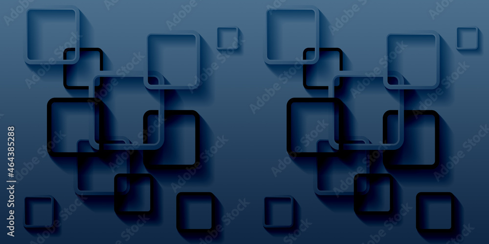 Poster 3d rendering squares on blue abstract background