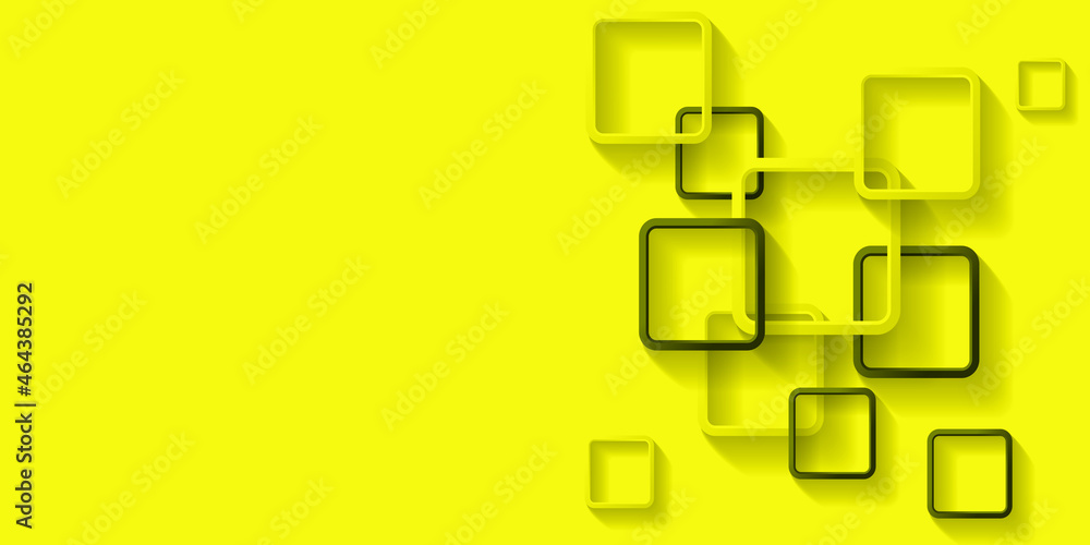 Wall mural 3d rendering squares on yellow abstract background