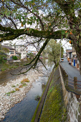 Miyagawa river running through Takayama city, Gifu, Japan