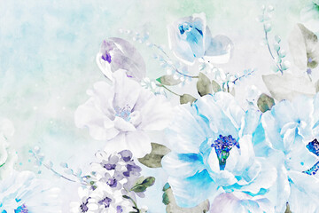 Watercolor bouquet and background illustration