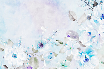 Fototapeta na wymiar Watercolor bouquet and background illustration