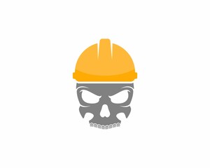 Skull head with safety worker helmet