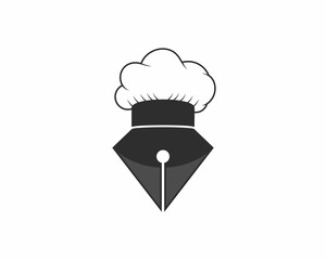 Pen nib with chef hat illustration logo