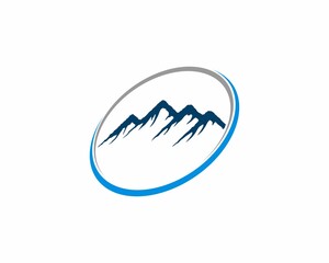 Blue mountain inside the circle logo