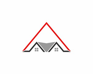Roof house in the triangle shape logo
