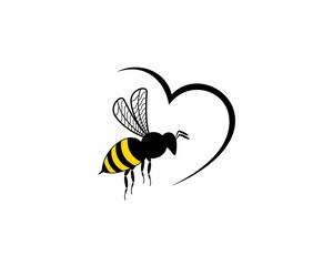 Flying bee to the love logo