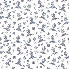 Virus and bacteria color vector doodle simple seamless pattern