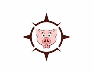 Pig head in the compass logo