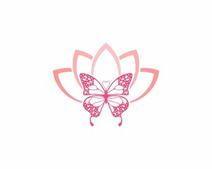 Lotus flower with butterfly in the middle