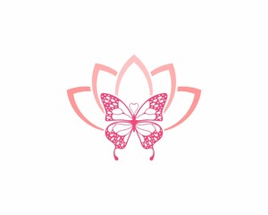 Lotus flower with butterfly in the middle