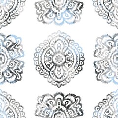 Seamless neutral and white grungy classic abstract surface pattern design for print. High quality illustration. Monochrome earth colored design with white pattern design overlay. Repeat graphic swatch