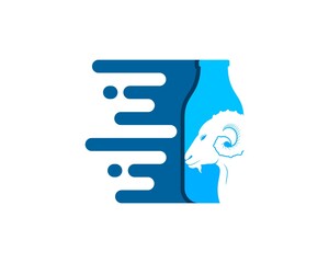 Obraz premium Milk bottle with head goat and fast symbol