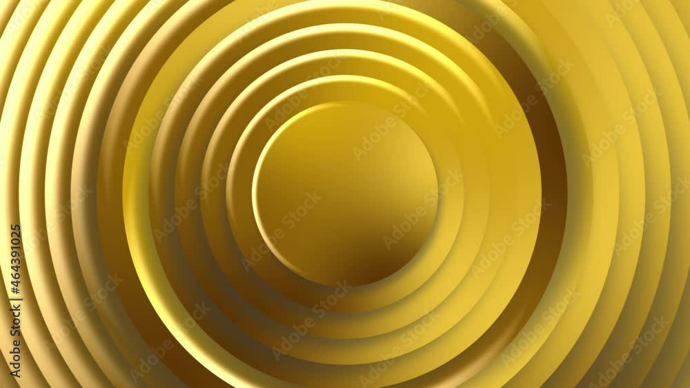 Poster Abstract seamless loop pattern of gold rectangle swirl to gold circles rotate. Glowing metal rings animation. Abstract background for business presentation. Seamless loop 4k 3d render 
