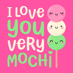 Cute mochi cartoon with pun quotes 