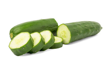 Japanese cucumber, sliced isolated on white background