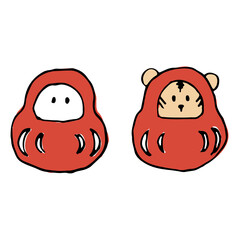 年賀素材 シンプルなダルマと寅さんダルマ