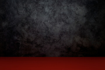 Red floor with gray concrete wall for dark background