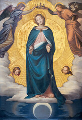 ROME, ITALY - AUGUST 28, 2021: The Immaculate Conception paint in church Chiesa della Trinita dei...
