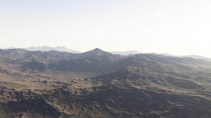 Fototapeta premium Exoplanet fantastic landscape. Beautiful views of the mountains and sky with unexplored planets. 3D illustration