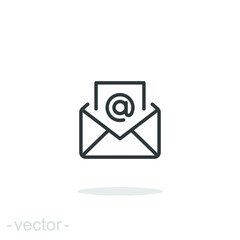 Email icon. Simple outline style. Mail, newsletter, thin line, letter, symbol, pictogram, address, open message send concept. Vector illustration isolated on white background. Editable stroke EPS 10