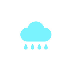 Rain cloud icon. Simple flat style. Drop water, cloudy symbol, raindrop, fall, spring, color, measure, nature, weather concept for web design. Vector illustration isolated on white background EPS 10