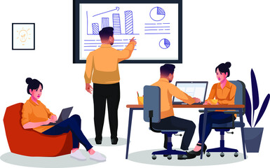 young business people teamwork discussion of the company vector illustration charactars