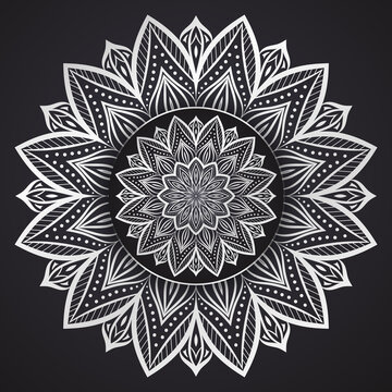 Abstract luxury  mandala design background in silver color free vector