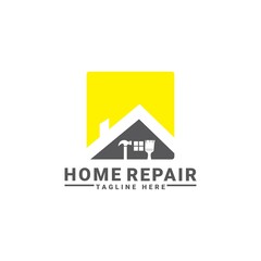 Home improvement icon logo, repair building with a simple style.