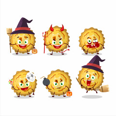 Halloween expression emoticons with cartoon character of custard tart