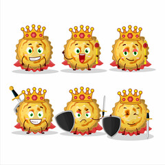 A Charismatic King custard tart cartoon character wearing a gold crown