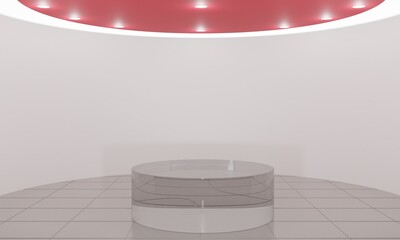 glass podium and spotlight in the white house.3d rendering.	
