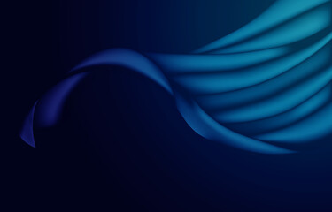 Abstract Flying Wave Dark Blue Silk Satin Fabric Opening Ceremony Background