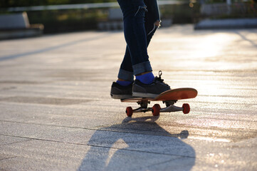 Skateboarder skateboarding outdoors in city