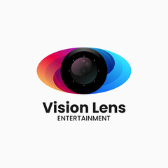 Vector Logo Illustration Vision Lens Gradient Colorful Style.