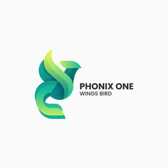 Vector Logo Illustration Phoenix Gradient Colorful Style.