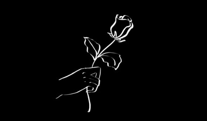 romantic hand and flower illustration