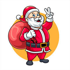 santa claus christmast, funny mascot vector illustration