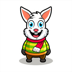 Fototapeta na wymiar rabbit christmast, funny mascot vector illustration